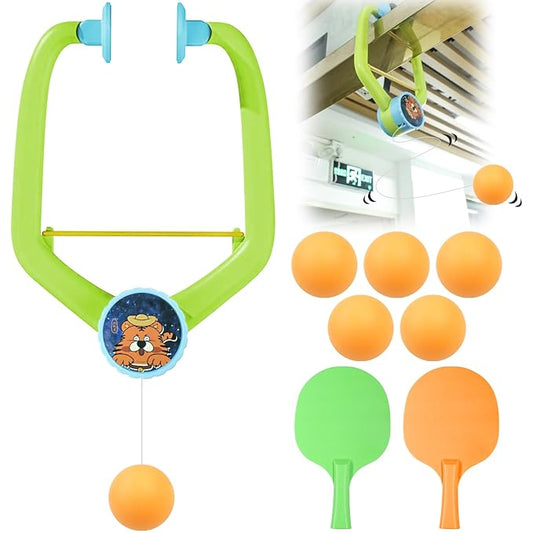 Kids Hanging Table Tennis Set – Indoor Door Ping Pong Game with Paddle & Balls