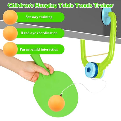 Kids Hanging Table Tennis Set – Indoor Door Ping Pong Game with Paddle & Balls